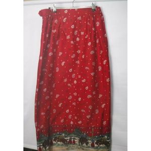 Womens long Wrap Skirt in Red Western print, large